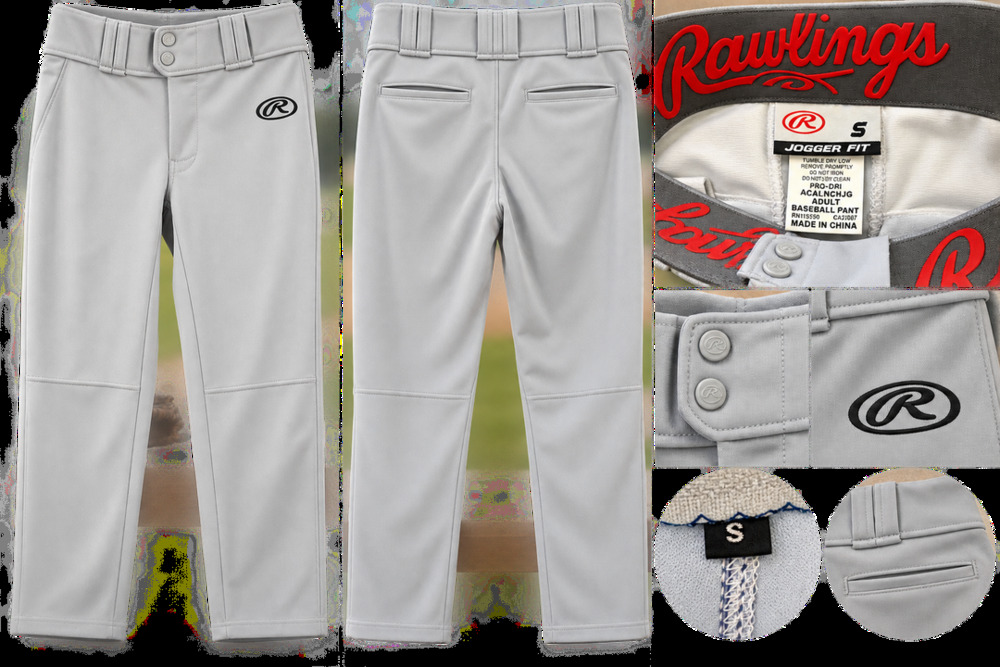 Rawlings Jogger Fit Baseball Pant Size S Grey Pro-Dri Adult